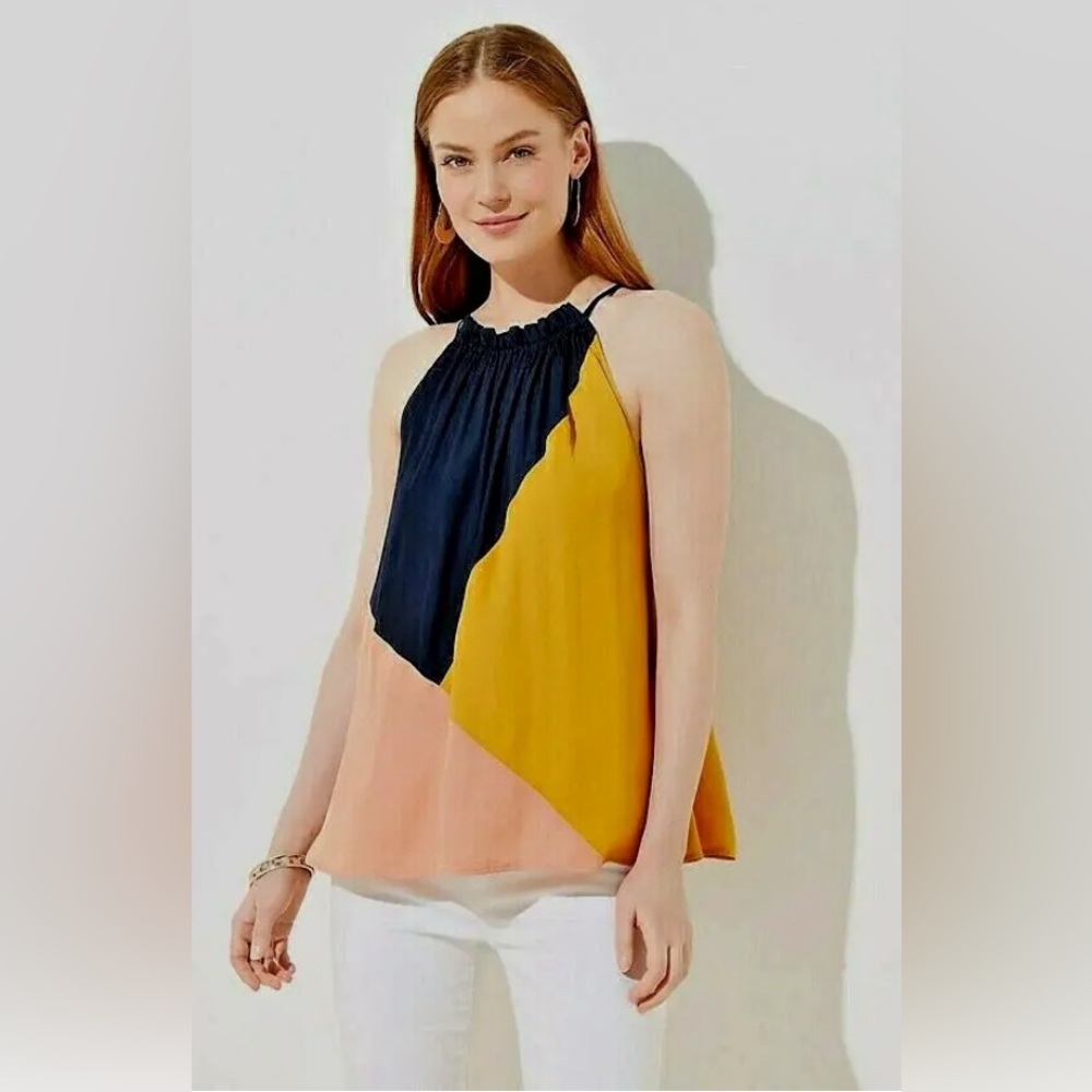 LOFT NWT Colorblock Satin Swing Camisole Top